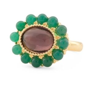 🔹️BEN AMUN🔹️ multi Made In Usa 24kt Gold Plated Gemstone Cocktail Ring Size 6